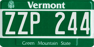 VT license plate ZZP244