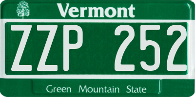 VT license plate ZZP252