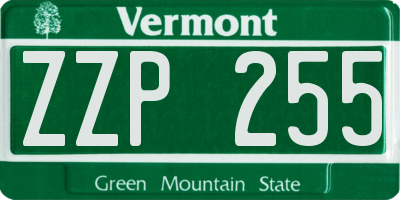 VT license plate ZZP255