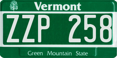 VT license plate ZZP258