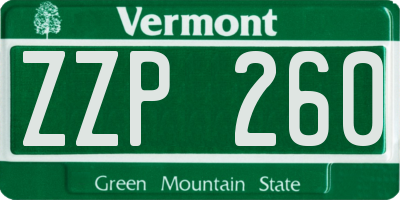 VT license plate ZZP260