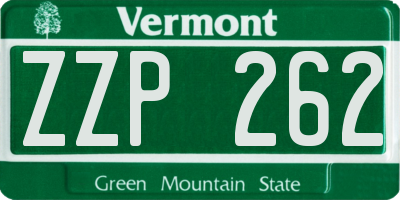 VT license plate ZZP262