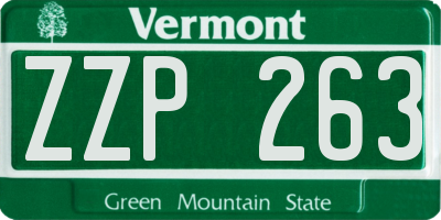 VT license plate ZZP263