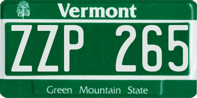 VT license plate ZZP265