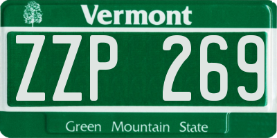 VT license plate ZZP269