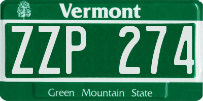VT license plate ZZP274