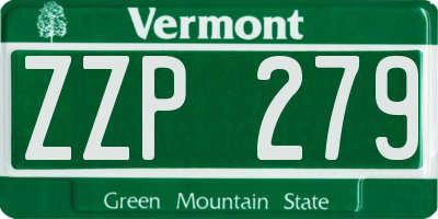 VT license plate ZZP279