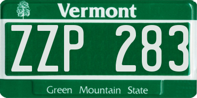VT license plate ZZP283