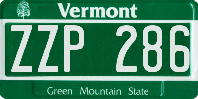 VT license plate ZZP286