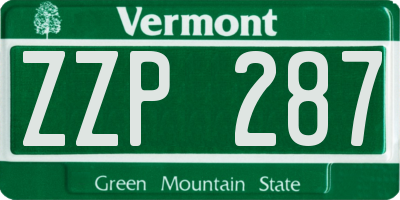 VT license plate ZZP287