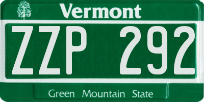VT license plate ZZP292