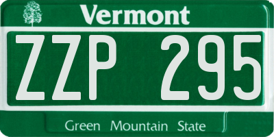 VT license plate ZZP295