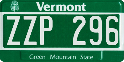 VT license plate ZZP296