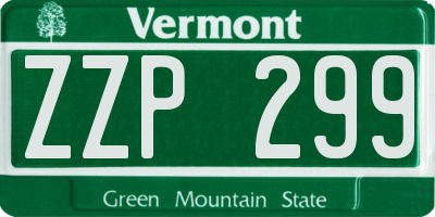 VT license plate ZZP299