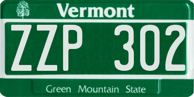VT license plate ZZP302