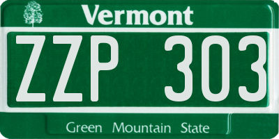 VT license plate ZZP303