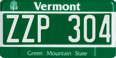 VT license plate ZZP304