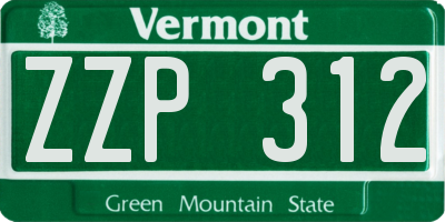 VT license plate ZZP312