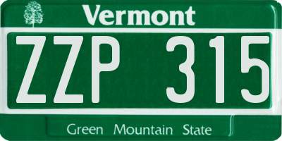 VT license plate ZZP315