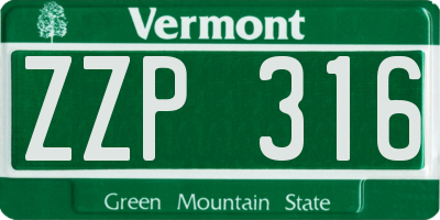 VT license plate ZZP316