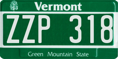 VT license plate ZZP318