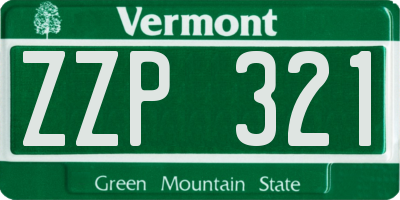 VT license plate ZZP321