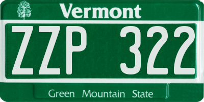 VT license plate ZZP322