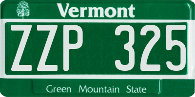 VT license plate ZZP325