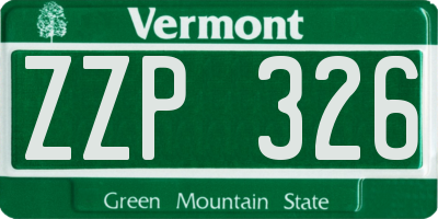 VT license plate ZZP326