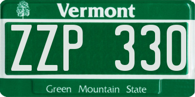 VT license plate ZZP330