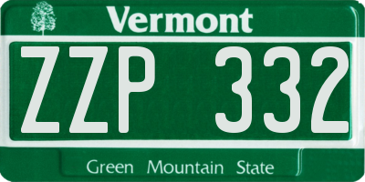 VT license plate ZZP332