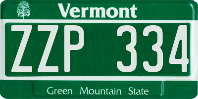 VT license plate ZZP334
