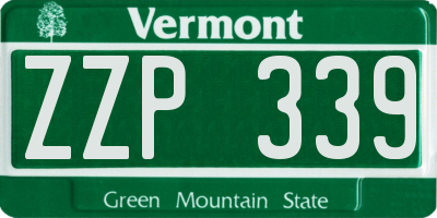 VT license plate ZZP339