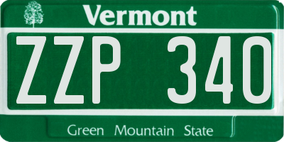VT license plate ZZP340