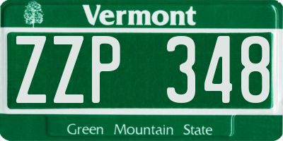 VT license plate ZZP348
