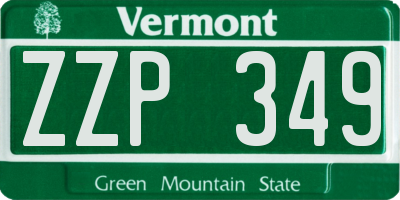 VT license plate ZZP349