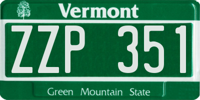 VT license plate ZZP351