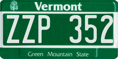 VT license plate ZZP352