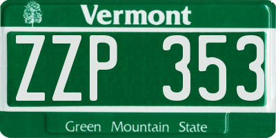 VT license plate ZZP353