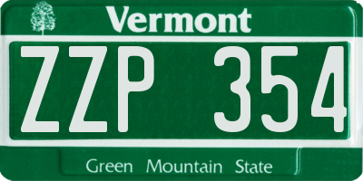 VT license plate ZZP354