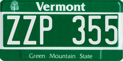 VT license plate ZZP355