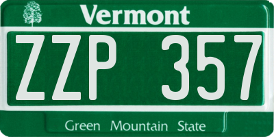 VT license plate ZZP357