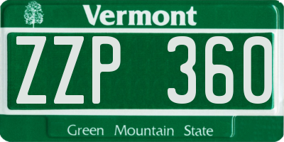 VT license plate ZZP360