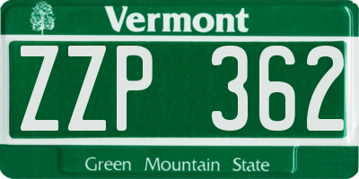 VT license plate ZZP362