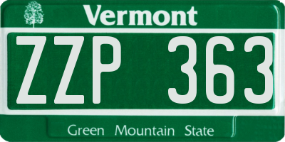 VT license plate ZZP363