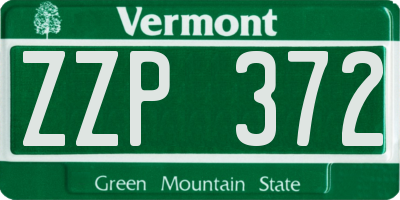 VT license plate ZZP372