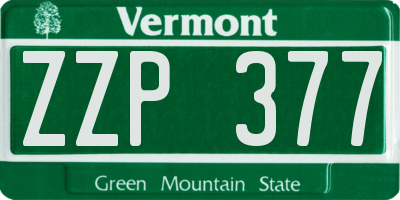 VT license plate ZZP377