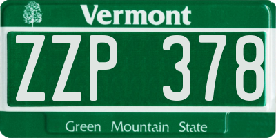 VT license plate ZZP378