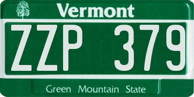 VT license plate ZZP379