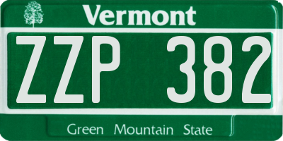 VT license plate ZZP382